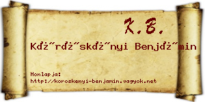 Köröskényi Benjámin névjegykártya