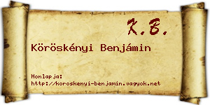 Köröskényi Benjámin névjegykártya