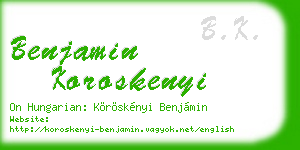 benjamin koroskenyi business card