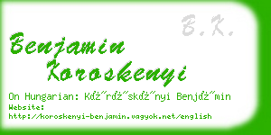 benjamin koroskenyi business card